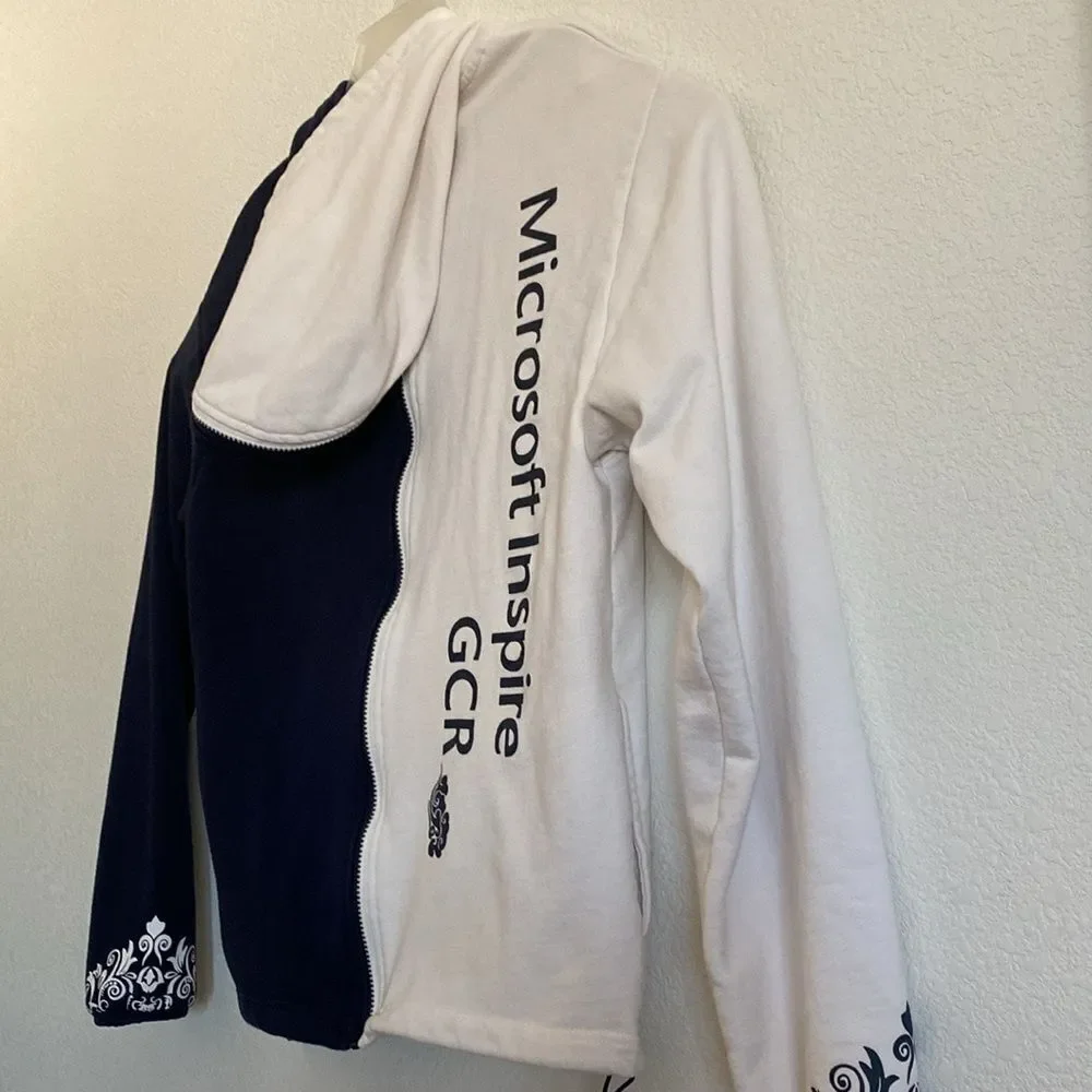 MICROSOFT Yin Yang FullZip Navy/White Sweatshirt Hoodie Size M - Picture 7 of 10